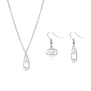 Halloween Schmuckset mit minimalistischem Geister-Anhänger und passenden Ohrringen in Silber