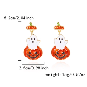 Gedetailleerde maattabel voor Halloween pompoen-geest oorbellen met 5,2 cm hoogte-info