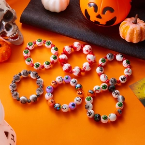 Set de pulseras de cuentas de Halloween con huellas de sangre, murciélagos y calabaza