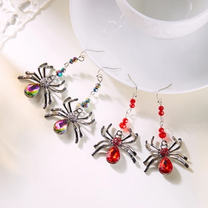 Boucles d'oreilles araignée gothiques avec cristaux colorés pour accessoires Halloween