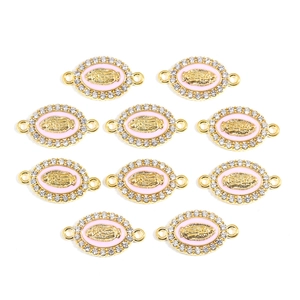 Charm Vierge Marie rose avec strass pour création de bijoux et bracelets DIY