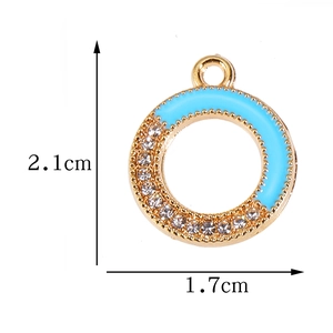 Blau emaillierter Rundanhänger mit Zirkonia, Maße ca. 2,1 cm Höhe und 1,7 cm Breite