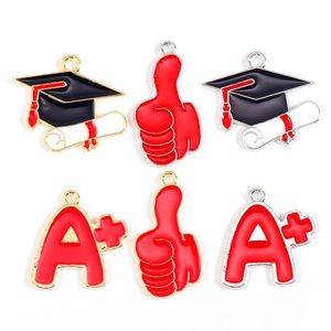Alloy Enamel Graduation Cap Doctoral Hat Thumbs Up A Plus Grade Pendant DIY Jewelry Accessory Keychain Necklace Charm