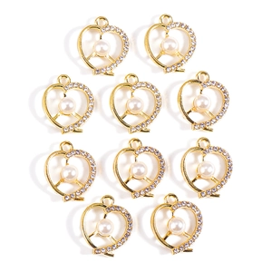 Pendentifs cœur DIY avec perles et strass pour colliers et boucles d'oreilles set