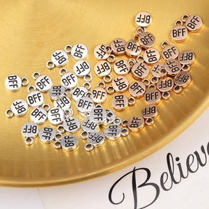 Gold- und Silberfarbene BFF-Rundanhänger für DIY-Schmuckketten und Armbänder