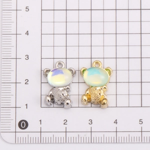 Pendentifs ours en cristal argent et or avec effet opale pour bijoux DIY créatifs