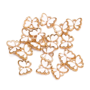 Schmetterling-Anhänger mit weißem Emaille und Goldbeschichtung für DIY Schmuckherstellung