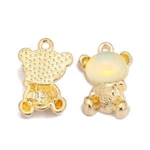 Pendentifs ours dorés avec opales incrustées et alliage texturé pour bijoux personnalisés