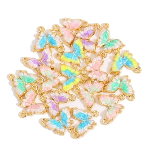 Pendentifs papillon en émail dégradé coloré avec doubles boucles pour bijoux DIY