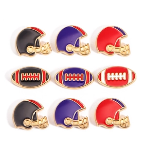 Emaille-Anhänger Football und Helm in Rot, Blau, Schwarz für DIY-Schmuck und Sport-Accessoires