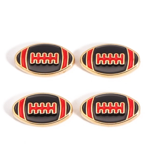 Detail von 4er-Set American Football Emaille-Anhänger mit schwarzem Lack und Goldrand