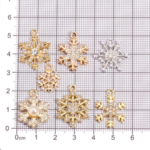 Christmas snowflake charms with pearls and rhinestones for DIY jewelry making