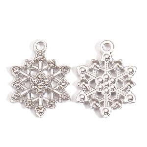 Silver snowflake alloy pendants with rhinestones and pearls for DIY jewelry making