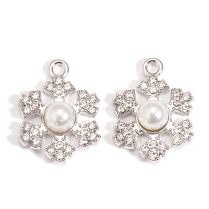 Sparkling silver snowflake charms with faux pearls and rhinestones for DIY jewelry