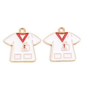 Pendentifs en émail uniforme de docteur avec col en V rouge pour création de bijoux