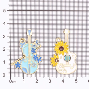 Colorful enamel musical instrument charms with guitar and violin shapes for DIY jewelry