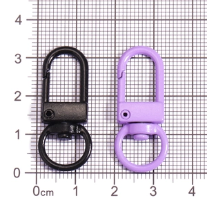 3.5cm candy color metal lobster clasps in black and purple with rotating rings