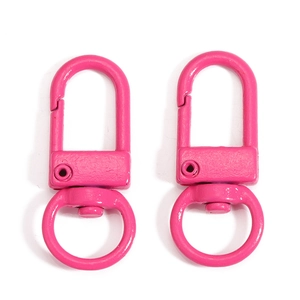 Hot pink metal lobster claw clasps with swivel rings for DIY bag accessories and keychains