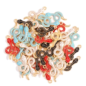 Fashion snake-shaped oil drop alloy charms in multiple colors for DIY jewelry making