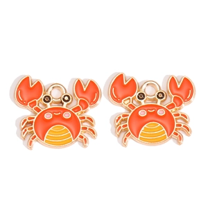 Pendentifs crabe orange avec bords en alliage doré pour bijoux DIY et artisanat