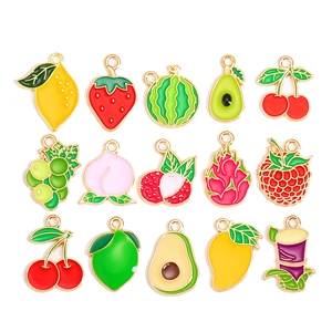 Set van 15 emaille hangers met fruitmotieven voor DIY-sieraden en accessoires