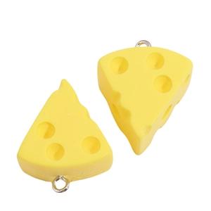 Pendentifs réalistes en résine de fromage jaune avec anneaux métalliques pour bijoux DIY