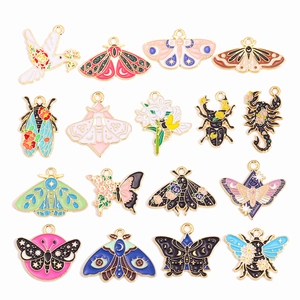 Ensemble de pendentifs papillon et mite en émail coloré pour création bijoux DIY
