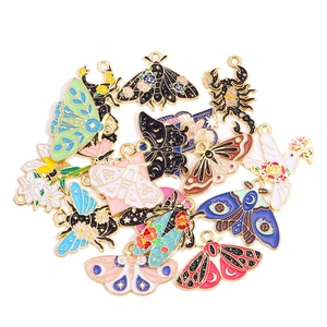 Lot de pendentifs insectes en émail coloré pour la création de bijoux DIY