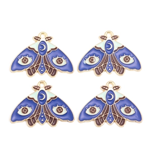 Détails de pendentifs papillon avec ailes en émail et motifs lune pour bijoux créatifs