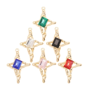 Lot de 6 pendentifs croix Y2K avec cristaux colorés pour la création de bijoux DIY