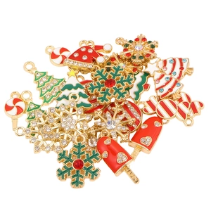 Weihnachts-DIY-Legierungs-Anhänger-Set mit bunten Emaille-Baum- und Schneeflockenmustern