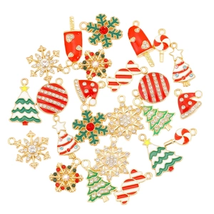 24er Set Weihnachts-DIY-Anhänger aus Metall mit Tannenbaum und Schneeflocken-Motiv