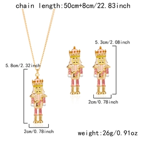 Tableau des tailles détaillé du collier et boucles d'oreilles Casse-Noisette rose doré