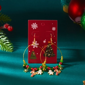 Festliche Weihnachts-Creolen mit Lebkuchenmann, Zuckerstange und kleinen Glöckchen