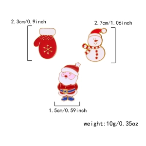 Detaillierte Größen und Gewichtsangaben für das Weihnachts-Emaille-Pin-Set mit Weihnachtsmann