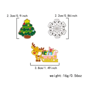 Größentabelle für 3-teiliges Weihnachts-Emaille-Broschenset mit Baum, Schneeflocke und Rentier
