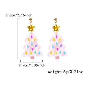 Specifiche dettagliate delle dimensioni per orecchini ad albero di Natale rosa