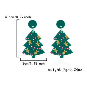 Maatgegevens voor kerstboom oorbellen van acryl met kerstman en zuurstok patronen