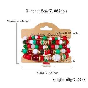 Spécifications détaillées de taille du bracelet de Noël avec breloques et perles de fête