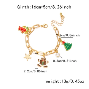 Dettaglio del bracciale natalizio con ciondoli omino di zenzero e dimensioni