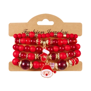 Détails du lot de 5 bracelets de Noël perlés avec breloques Père Noël et chaussettes