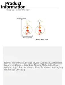 Detailed view of Christmas snowman hoop earrings with golden alloy and size specs