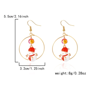 Detailed size view of snowman earrings with dimensions and sparkling crystal beads
