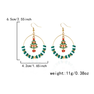 Detailed view of Christmas hoop earrings with size 6.5x4.2cm and 11g weight markers