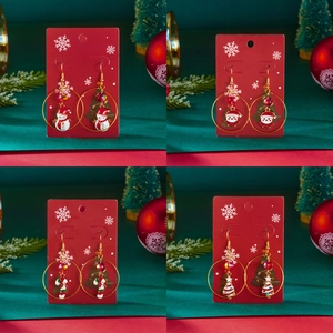 Christmas Series Alloy Polymer Clay Drop Earrings For Women Gold Large Hoop Rhinestone Artificial Pearl Santa Claus Snowman Christmas Tree Candy Cane Earrings Festive Jewelry