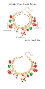 Dettagli tecnici del bracciale natalizio con Babbo Natale, campanelli e ciondoli smaltati