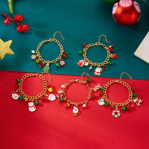 Set di Collana e Bracciale con Ciondolo Babbo Natale Pupazzo di Neve Alce Campana di Natale Gioielli in Lega Smalto Künstliche Perle Donna