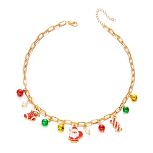 Collana natalizia festosa con Babbo Natale, bastoncino di zucchero e campanelli colorati