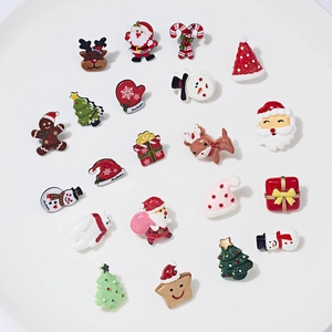 Christmas Brooch Set Alloy Resin Santa Claus Reindeer Snowman Christmas Tree Pin For Holiday Party Women Kids Jewelry Gift