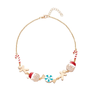 Collana natalizia con Babbo Natale, omino di pan di zenzero e ciondoli a bastoncino